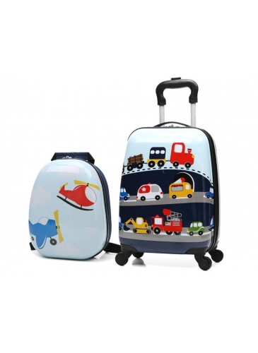 Vaikų mažasis lagaminas + Kuprinė CARS