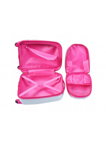 Vaikų mažasis lagaminas + Kuprinė OWL PINK