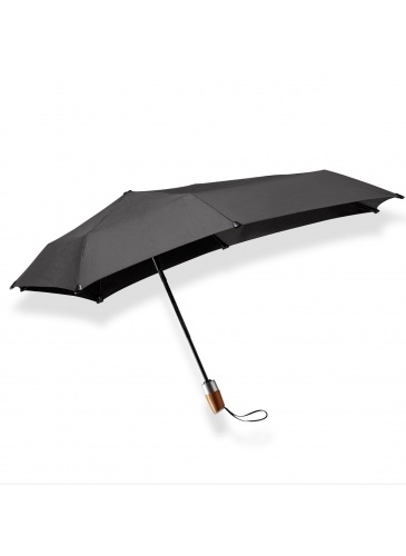 Foldable umbrella mini automatic deluxe pure black